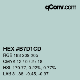 カラーコード: HEX #B7D1CD | qconv.com