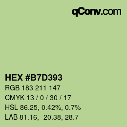 颜色代码: HEX #B7D393 | qconv.com