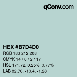 カラーコード: HEX #B7D4D0 | qconv.com