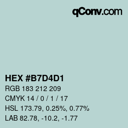 カラーコード: HEX #B7D4D1 | qconv.com