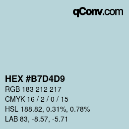 カラーコード: HEX #B7D4D9 | qconv.com