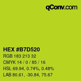 颜色代码: HEX #B7D520 | qconv.com