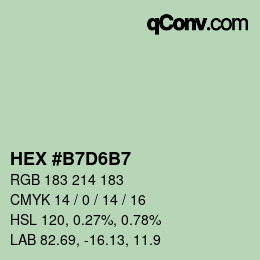 Color code: HEX #B7D6B7 | qconv.com