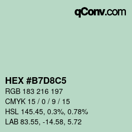 カラーコード: HEX #B7D8C5 | qconv.com