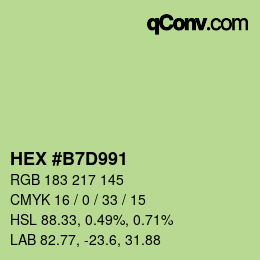 颜色代码: HEX #B7D991 | qconv.com