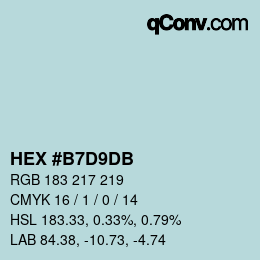 カラーコード: HEX #B7D9DB | qconv.com