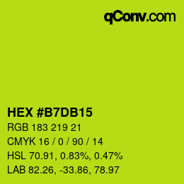 Farbcode: HEX #B7DB15 | qconv.com