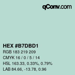 Color code: HEX #B7DBD1 | qconv.com