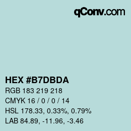 Color code: HEX #B7DBDA | qconv.com