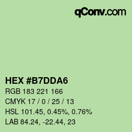 Farbcode: HEX #B7DDA6 | qconv.com