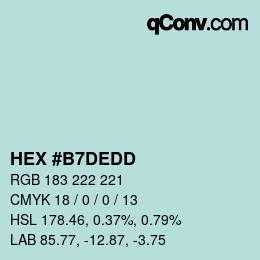 Color code: HEX #B7DEDD | qconv.com