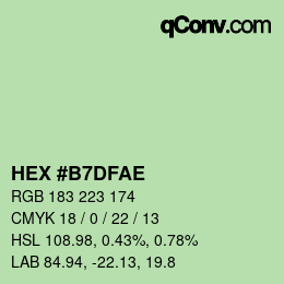 Color code: HEX #B7DFAE | qconv.com