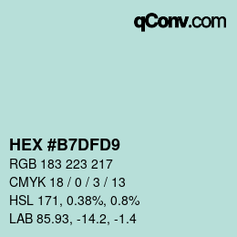 カラーコード: HEX #B7DFD9 | qconv.com