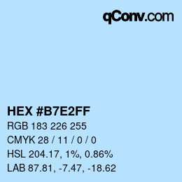 Color code: HEX #B7E2FF | qconv.com