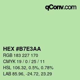 Color code: HEX #B7E3AA | qconv.com
