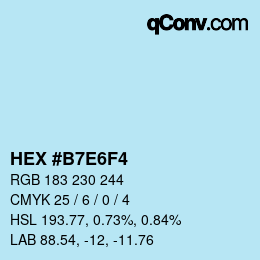 Color code: HEX #B7E6F4 | qconv.com