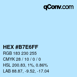 Color code: HEX #B7E6FF | qconv.com