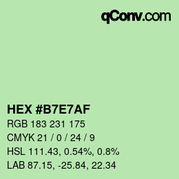 Color code: HEX #B7E7AF | qconv.com