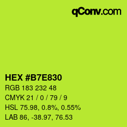 カラーコード: HEX #B7E830 | qconv.com