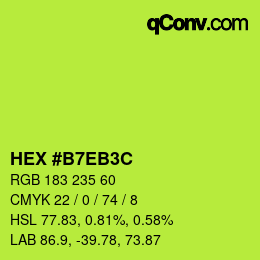 Color code: HEX #B7EB3C | qconv.com