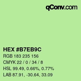 Color code: HEX #B7EB9C | qconv.com