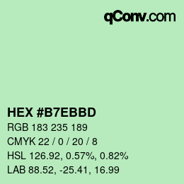 カラーコード: HEX #B7EBBD | qconv.com