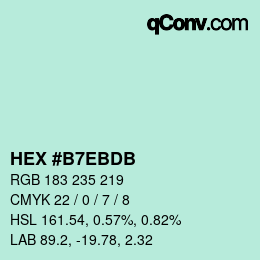 Farbcode: HEX #B7EBDB | qconv.com