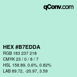 Color code: HEX #B7EDDA | qconv.com