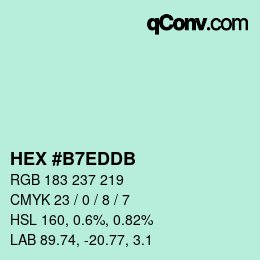 カラーコード: HEX #B7EDDB | qconv.com
