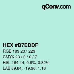 カラーコード: HEX #B7EDDF | qconv.com