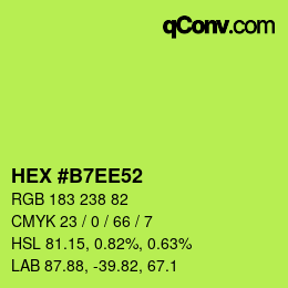 カラーコード: HEX #B7EE52 | qconv.com