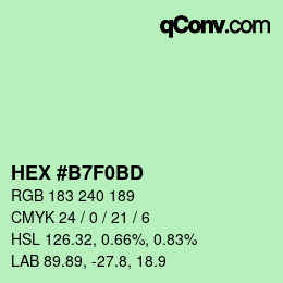 Color code: HEX #B7F0BD | qconv.com