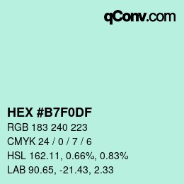 Color code: HEX #B7F0DF | qconv.com