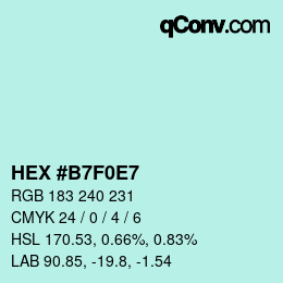 Color code: HEX #B7F0E7 | qconv.com