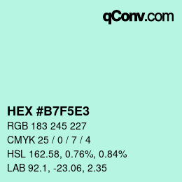 Color code: HEX #B7F5E3 | qconv.com