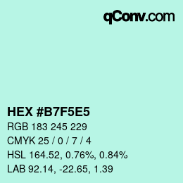 Farbcode: HEX #B7F5E5 | qconv.com