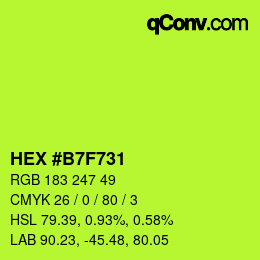 颜色代码: HEX #B7F731 | qconv.com