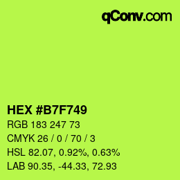 Farbcode: HEX #B7F749 | qconv.com