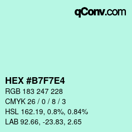 Color code: HEX #B7F7E4 | qconv.com