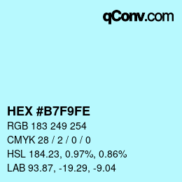 Color code: HEX #B7F9FE | qconv.com