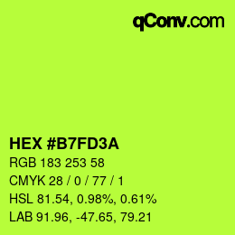カラーコード: HEX #B7FD3A | qconv.com