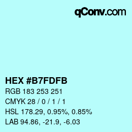 Color code: HEX #B7FDFB | qconv.com