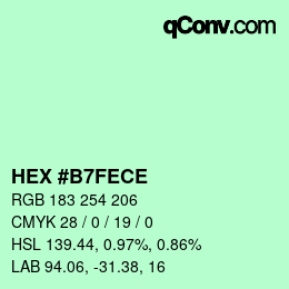 Farbcode: HEX #B7FECE | qconv.com