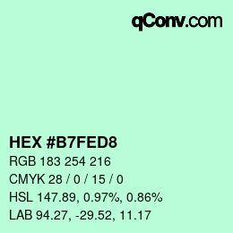 カラーコード: HEX #B7FED8 | qconv.com
