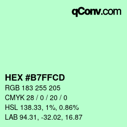 Color code: HEX #B7FFCD | qconv.com