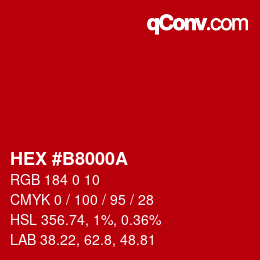 Color code: HEX #B8000A | qconv.com