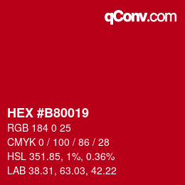 Color code: HEX #B80019 | qconv.com