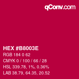 Color code: HEX #B8003E | qconv.com