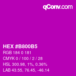 颜色代码: HEX #B800B5 | qconv.com