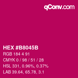 Color code: HEX #B8045B | qconv.com